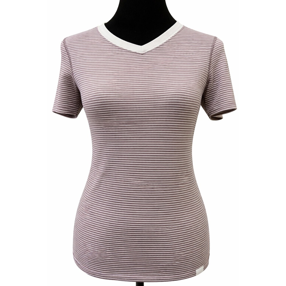 Patagonia Womens‎ Activewear Polartec V-Neck Top Small Purple Stripe Lightweight